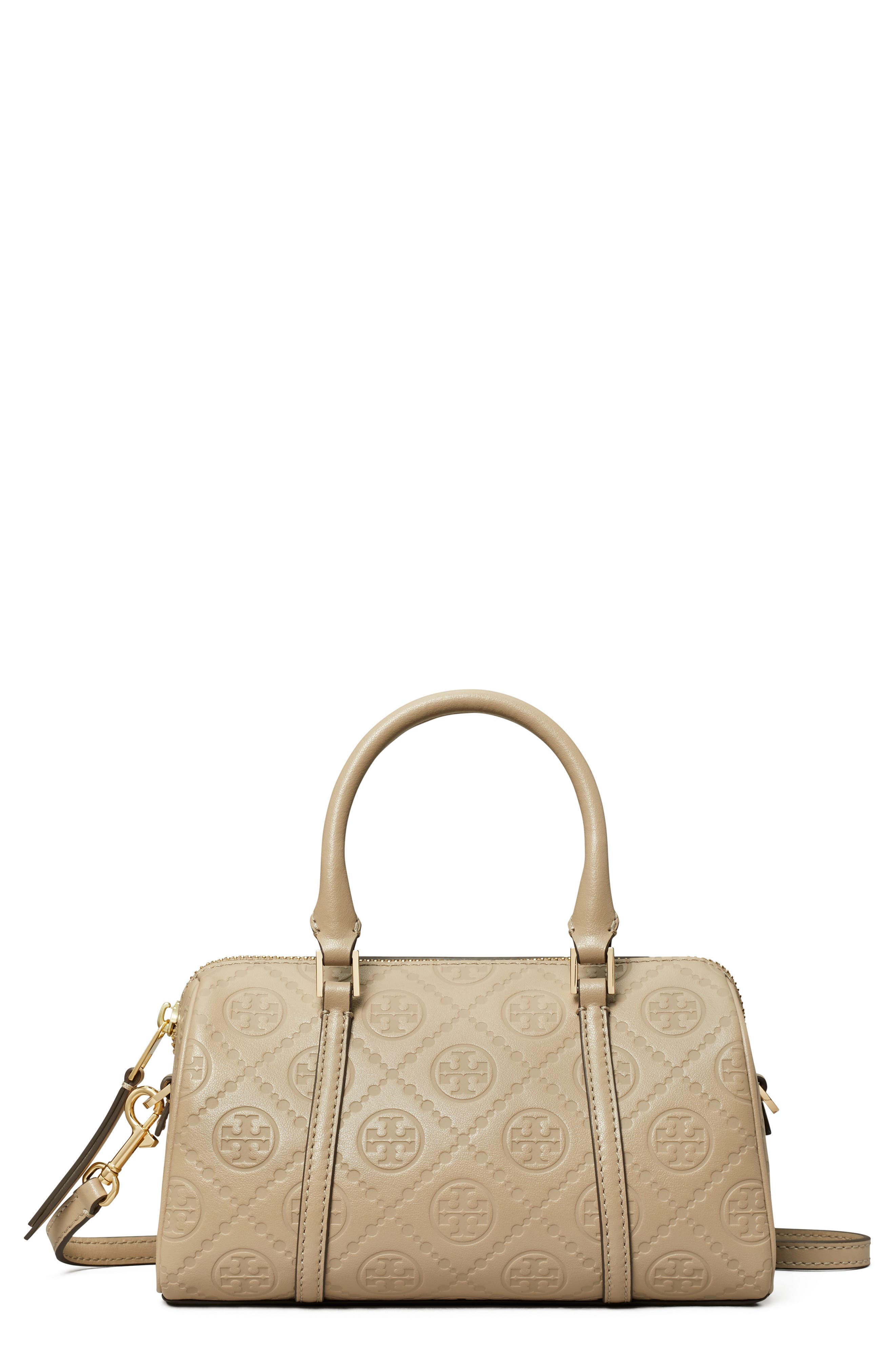 Tory Burch Mini T Monogram Leather Barrel Bag