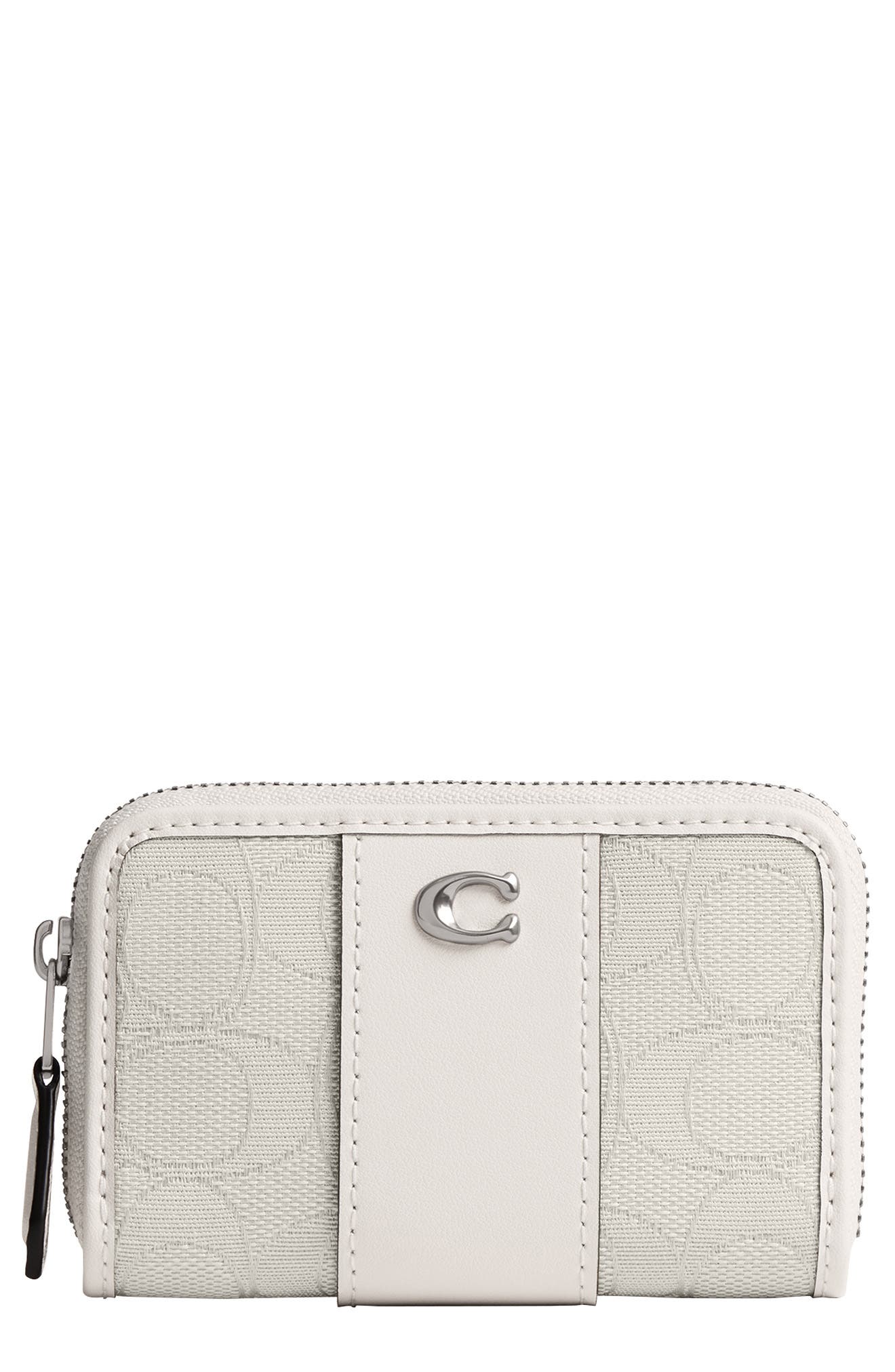 COACH Essential Signature Jacquard & Leather Zip Around Card Holder