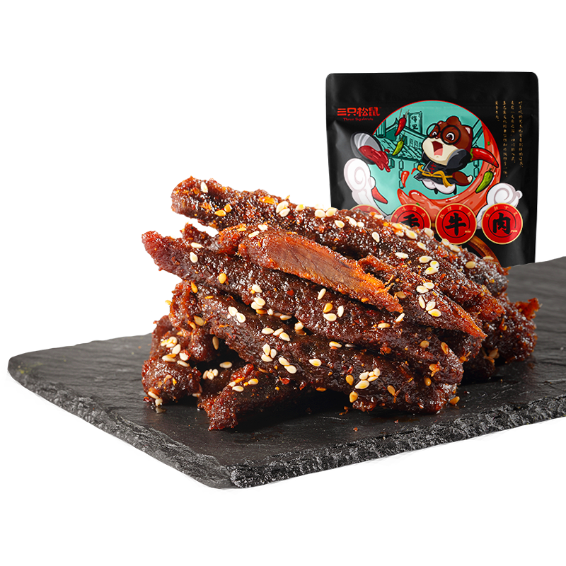 降价啦！三只松鼠蜀香牛肉干100gx2袋