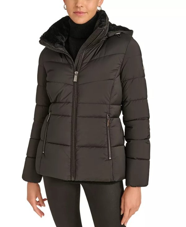 Calvin Klein Calvin Klein 女士仿毛衬里连帽羽绒服