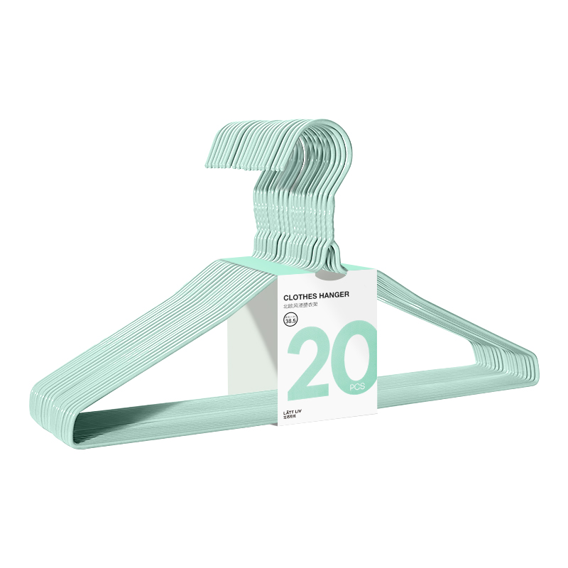 生活无忧20只装北欧风浸塑衣架家用无痕防滑