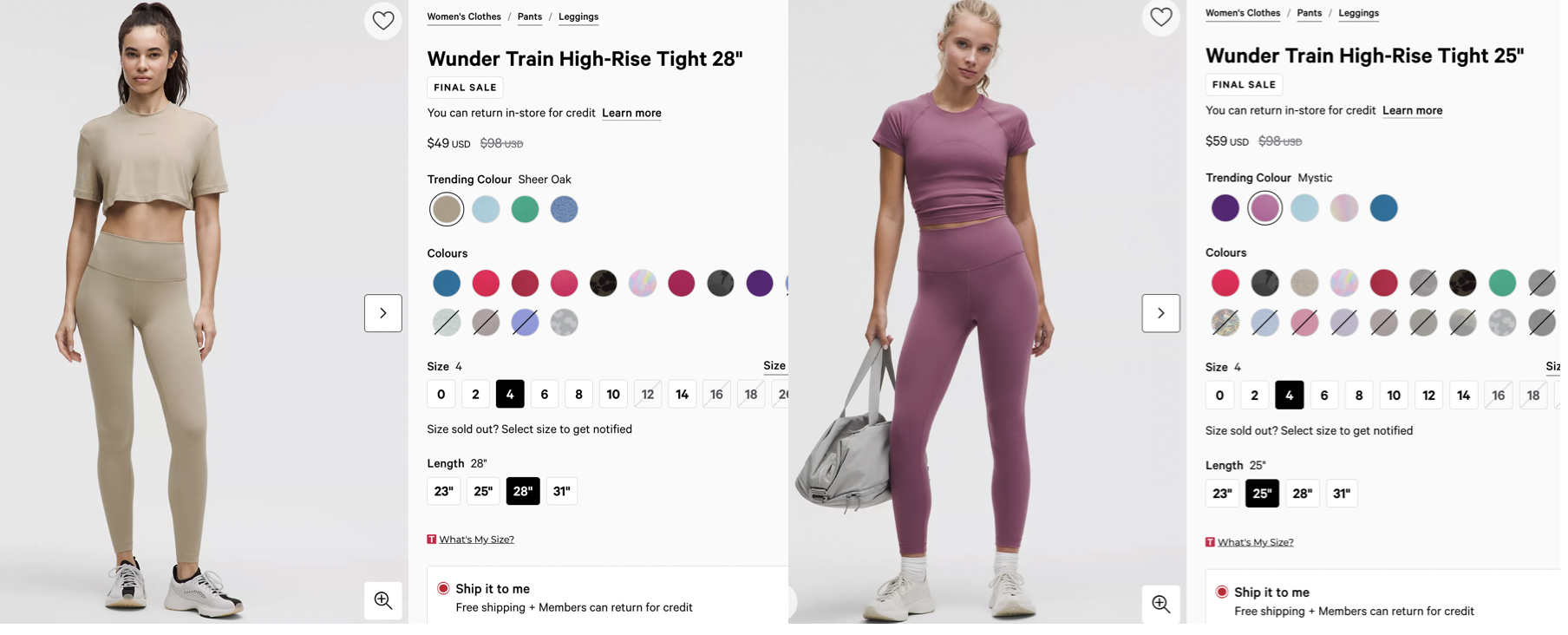 Lululemon Wunder Train High-Rise Tights in a deep blue color.