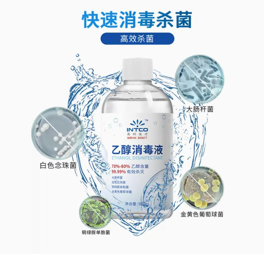 3.5元 包邮，英科医疗 75%酒精消毒液 500ml 送喷壶+棉签 