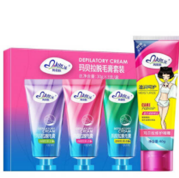 9.9元！玛贝拉 脱毛膏30g*3支+修复60g/支（需拍2件 付19.8元包邮）