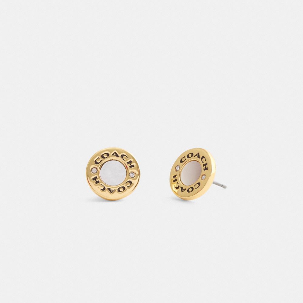 coach coach enamel circle stud earrings CBW31-GD/WT