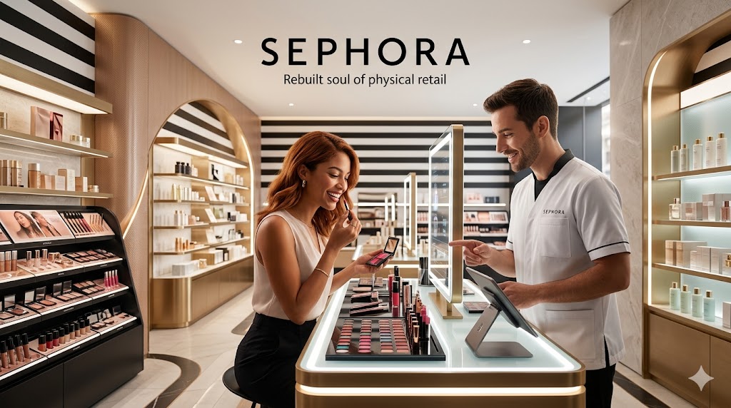 Sephora in-store beauty experience and product swatches
