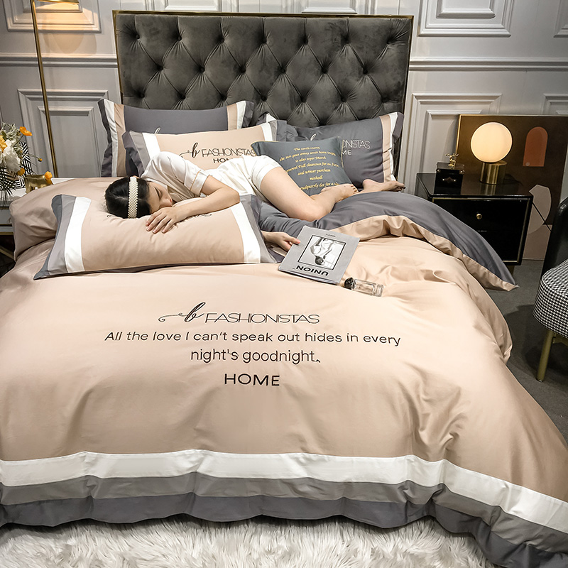 紫罗兰60S双股长绒棉刺绣三四件套