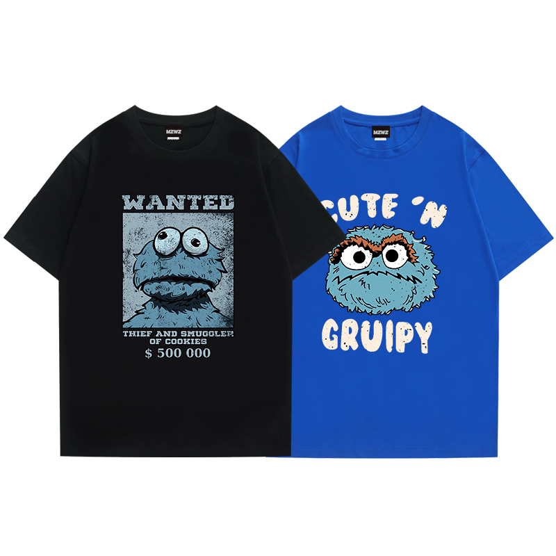 芝麻街联名t恤男女小众高级正肩情侣装短袖