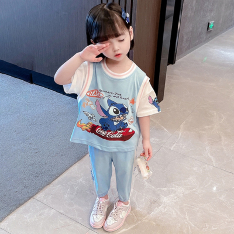 已验货!拍三件!女童短袖套装