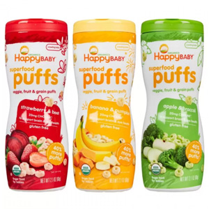 凑单品！HAPPY BABY禧贝 有机泡芙磨牙饼干 多种口味 3罐装