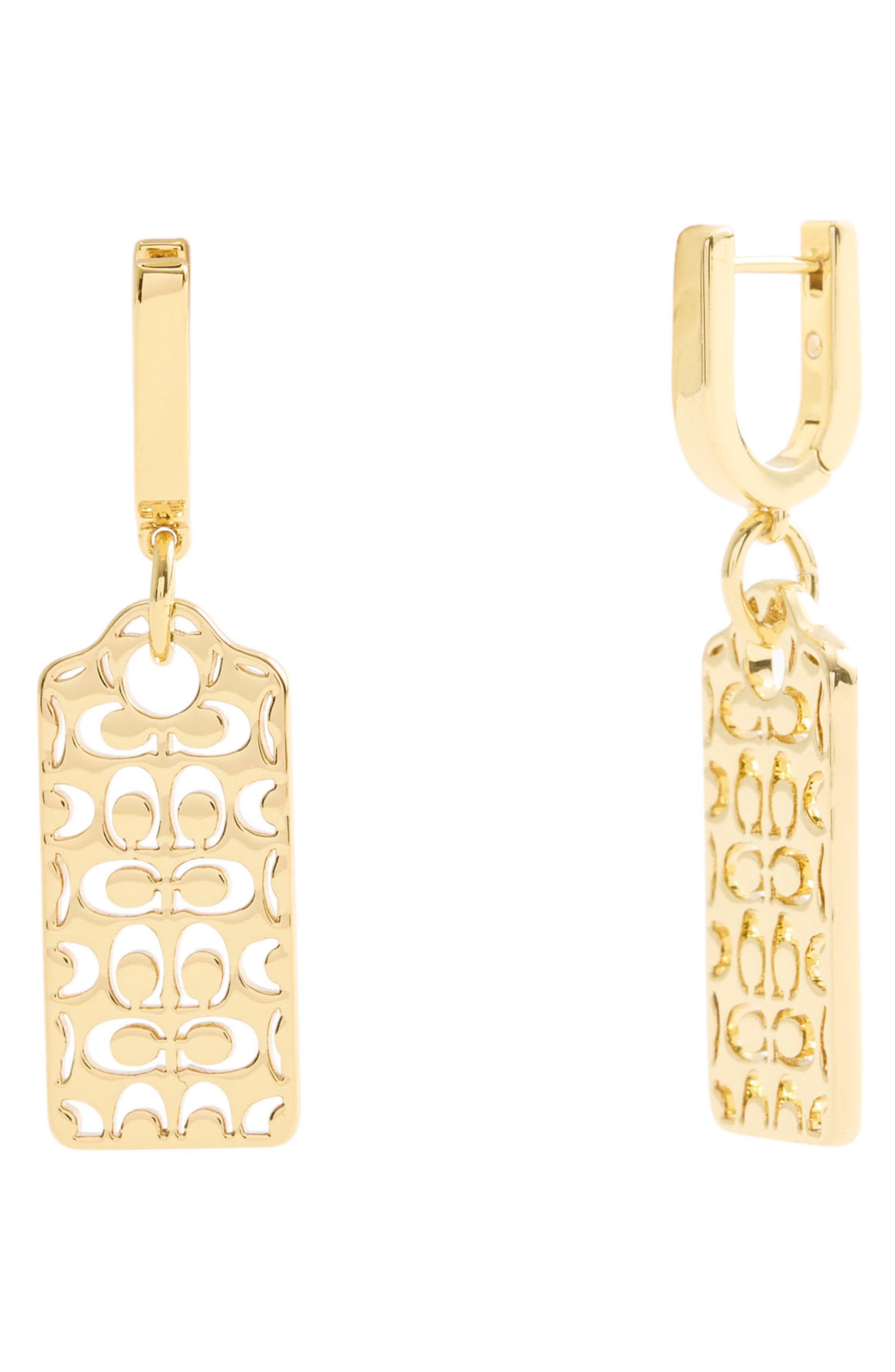COACH Logo Charm Drop Earrings