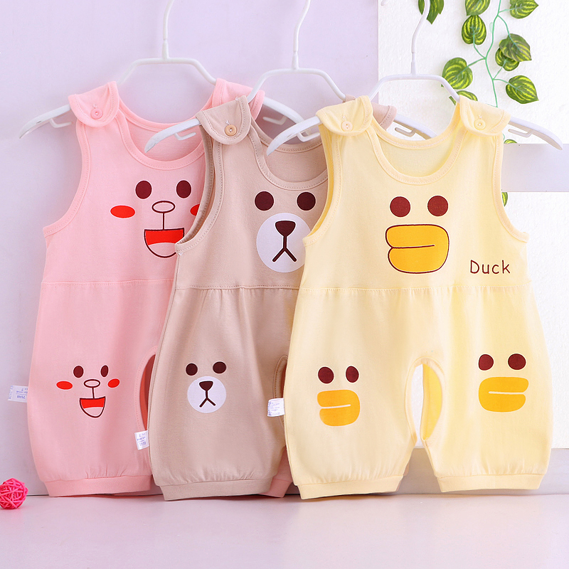 婴儿夏装哈衣连体纯棉卡通无袖上衣