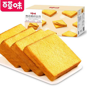 16.9元包邮！百草味 南瓜蔬纤吐司500g