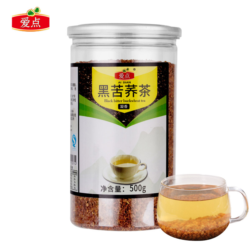 500g罐装黑苦荞茶全胚苦荞颗粒