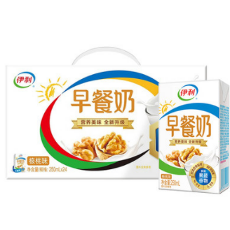 46.5元包邮！伊利 早餐奶250ml*24盒（返5猫卡）