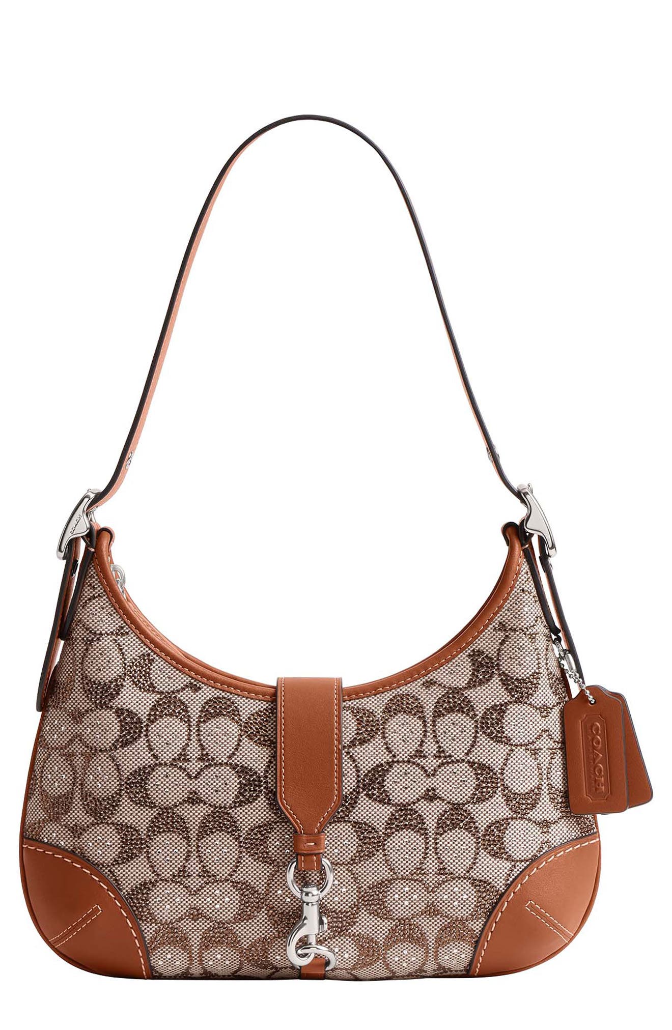 COACH Originals Crystal Signature Jacquard & Leather Shoulder Bag