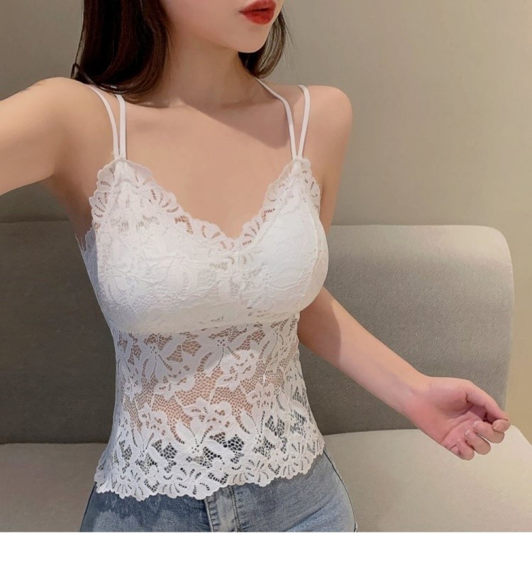 法式性感蕾丝美背吊带背心女