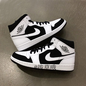 限big3碼airjordan1midaj1黑白熊貓籃球鞋