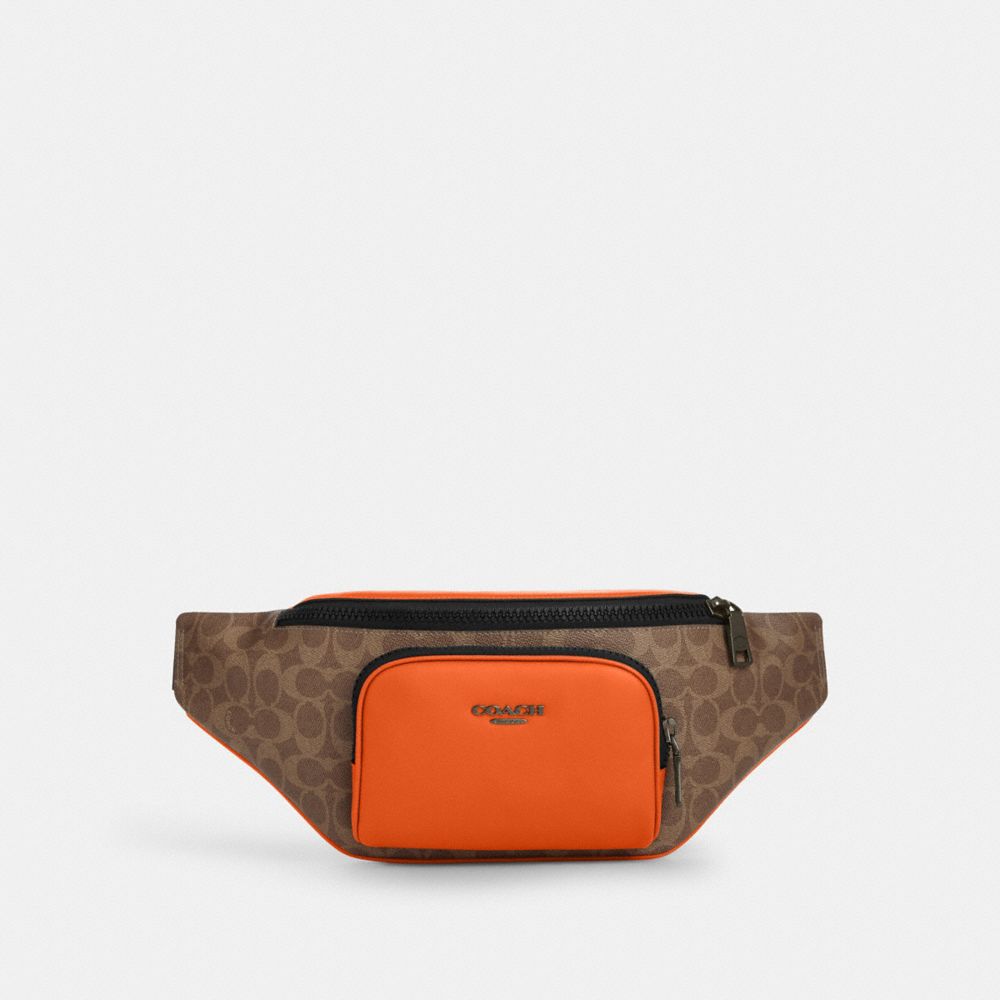 coach racer belt bag in colorblock signature canvas CAJ77-QBSMV
