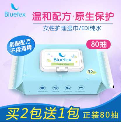 ￥5.9包邮！Bluetex蓝宝丝 女性护理湿巾80抽