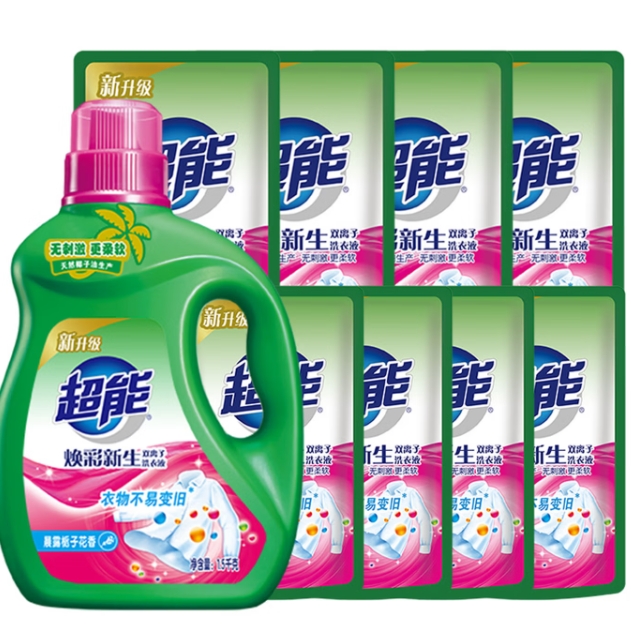 24.9元包邮！超能 双离子焕彩新生洗衣液 11斤