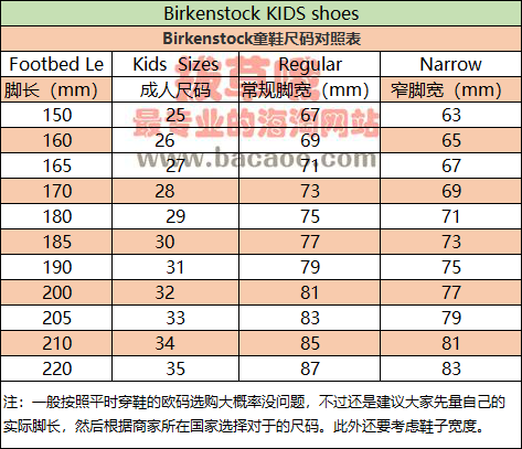 birkenstock男鞋尺码表