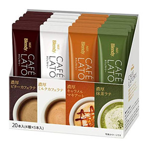 AGF blendy浓厚抹茶/焦糖/牛奶/黑拿铁速溶咖啡 20条