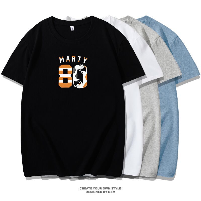 ozm新疆棉短袖t恤新款纯棉圆领情侣装半袖