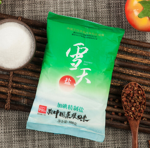 1元凑单!雪天 加碘精制盐 500g