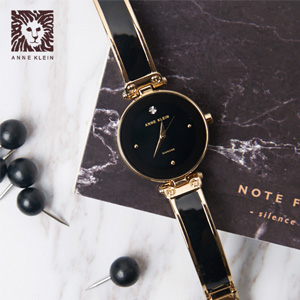 Anne Klein 女士 AK/1980BKGB 镶钻时装腕表