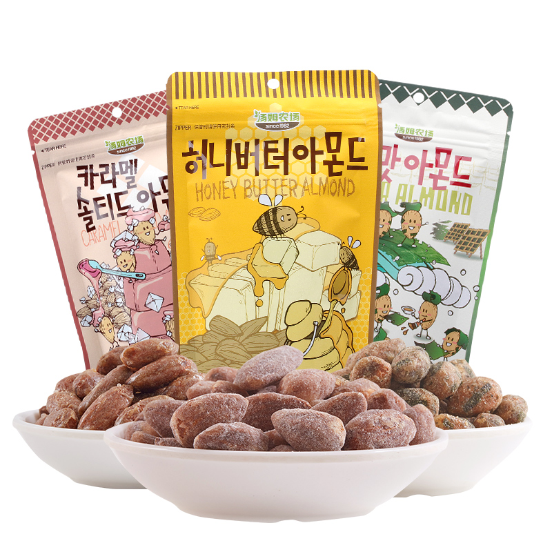 汤姆农场韩国进口蜂蜜黄油扁桃仁组合3大包