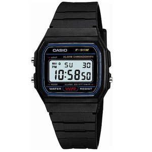 Casio卡西欧 F-91W-1JF 男款数字腕表 黑色