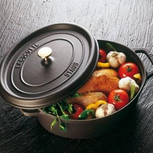 Staub 圆形带盖珐琅锅铸铁锅 24cm 黑色
