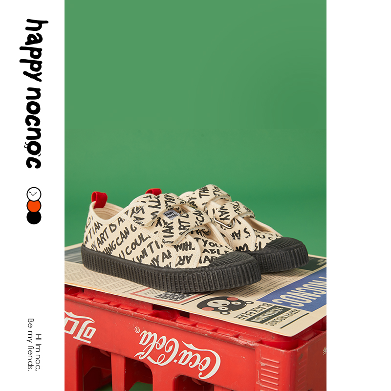 happynocnoc儿童帆布鞋女童男孩童鞋波普