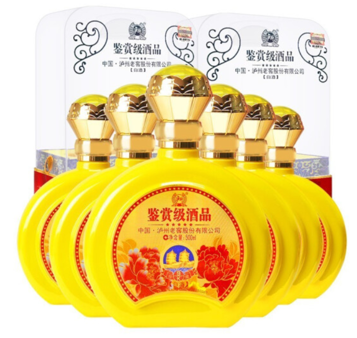 398元！泸州老窖52度鉴赏级酒品尊贵黄瓶500ml*6瓶
