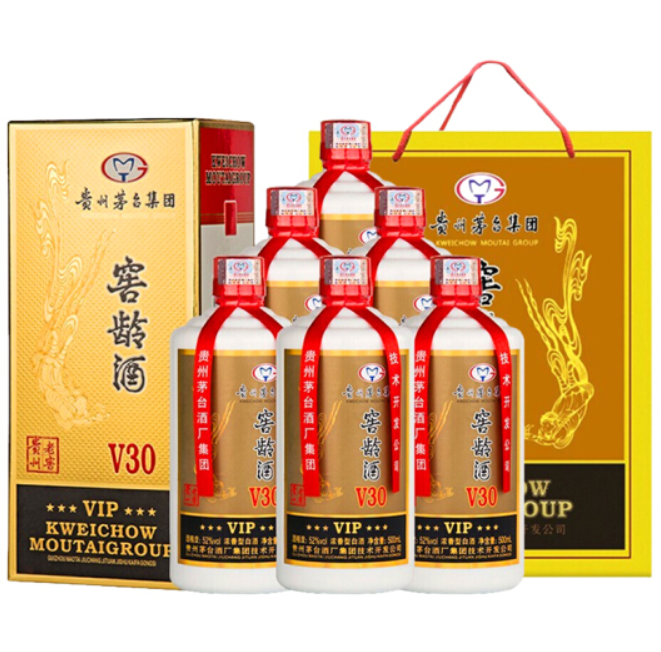 359元包邮贵州茅台集团52度白酒窖龄酒白酒礼盒500ml6瓶