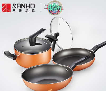 139元包邮！《中餐厅》同款 三禾 无烟不粘锅3件套