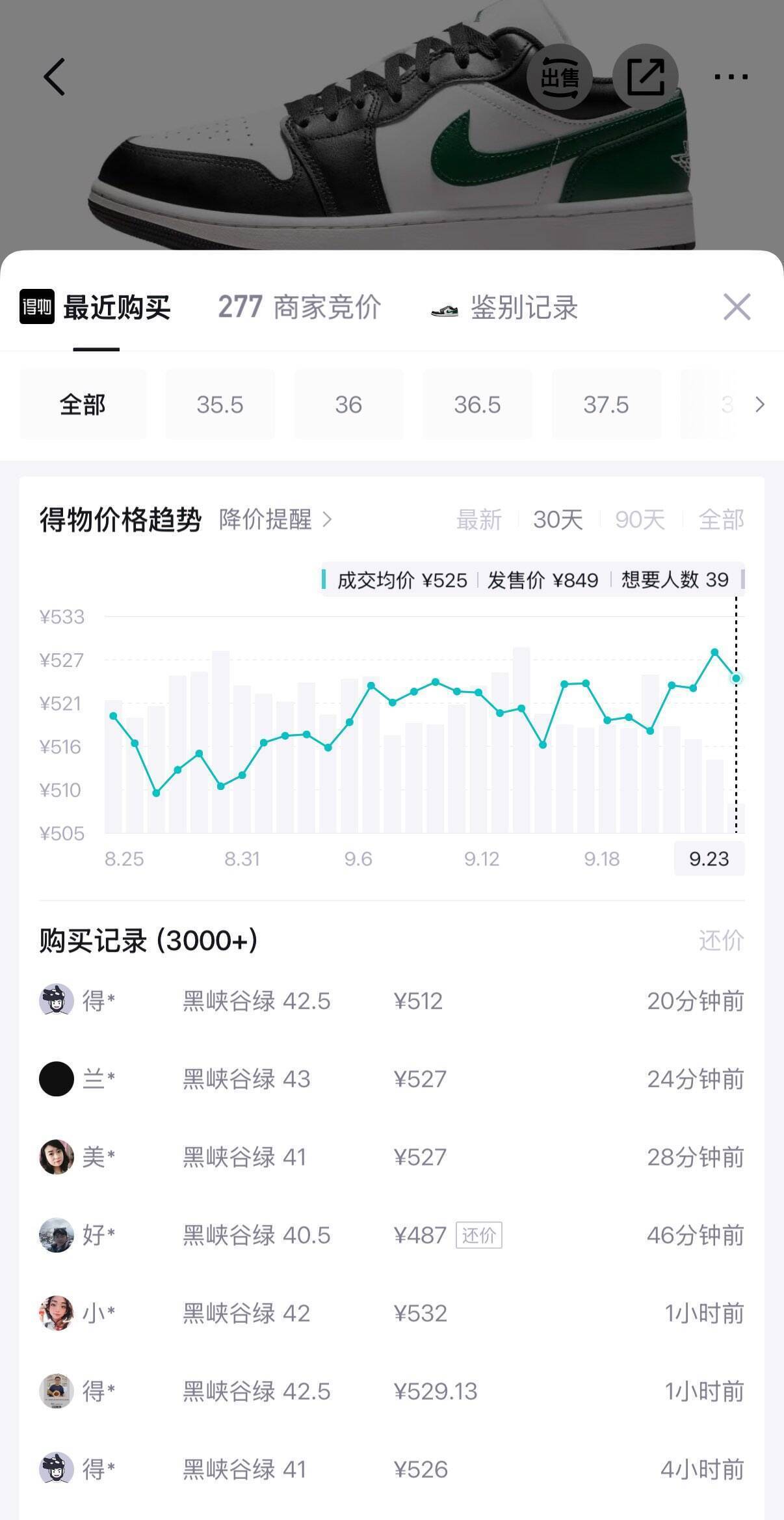 AJ黑绿运动鞋秒杀：消费券到手价422元