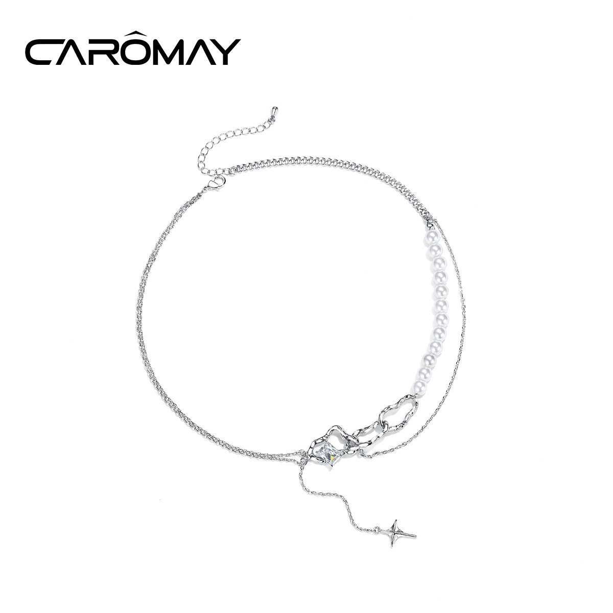CAROMAY师液体流苏拼接项链女