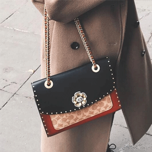 变相打折！COACH蔻驰Parker老花铆钉拼色