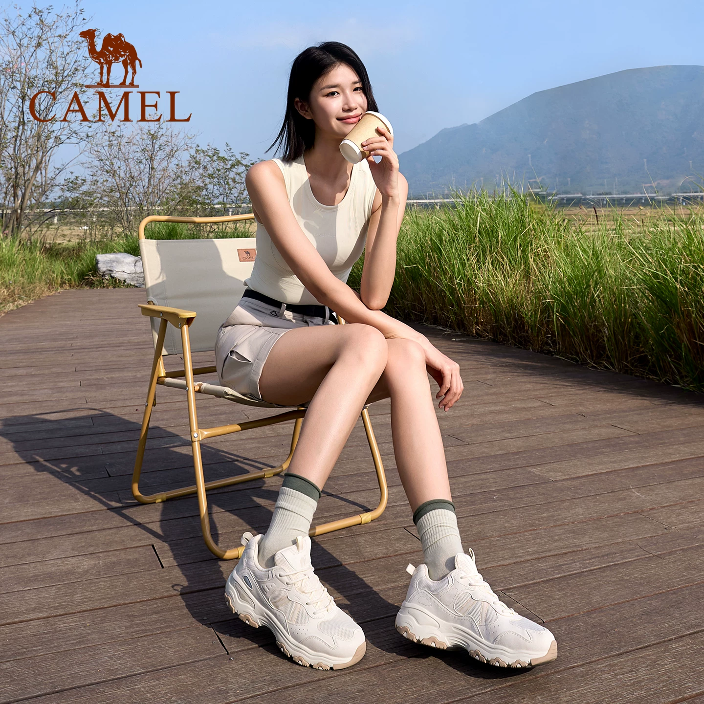 骆驼星海2代男女款透气厚底老爹鞋