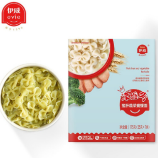 4.51元！伊威 宝宝猪肝蔬菜味蝴蝶面 175g（需凑单 付19.92元）
