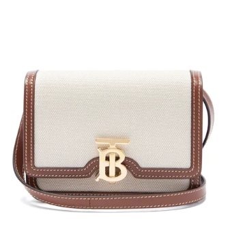 BURBERRY Monogram canvas 帆布拼接单肩包
