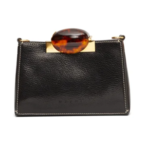MARNI Tortoiseshell-effect clasp leather shoulder bag