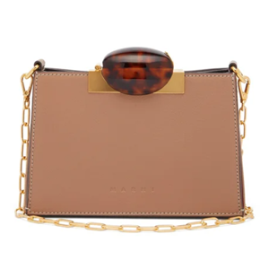 MARNI Tortoiseshell-effect clasp leather shoulder bag