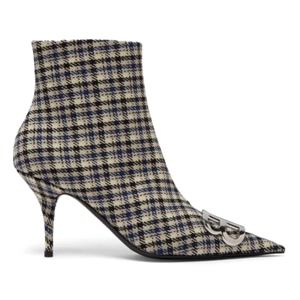 BALENCIAGA Logo-embellished checked ankle boots