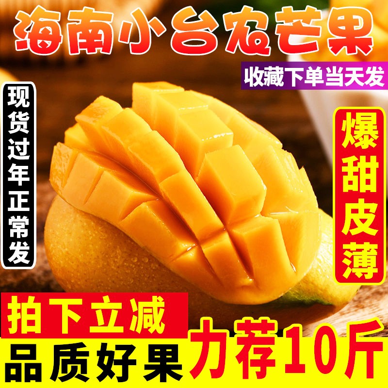 【旗舰店】真食 现摘海南小台农芒5斤大果 