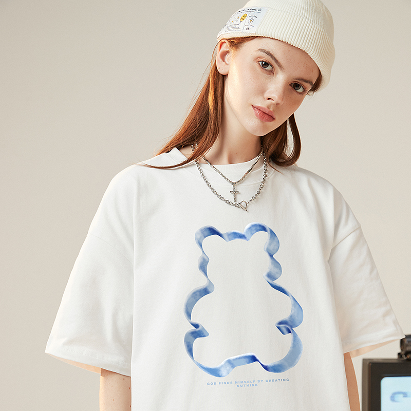 nuthink日系情侣小熊t恤