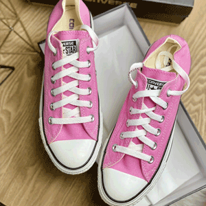 converse匡威chucktaylorallstar低帮大童款粉色帆布鞋