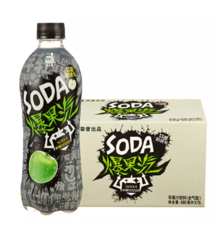 健力宝 爆果汽 苹果汁 苏打饮料(含气型)480ml*15瓶 *4件